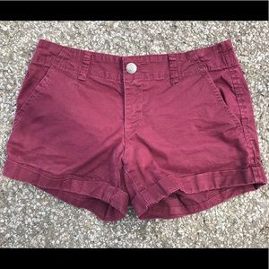 Vintage Y2K Aeropostale sz 2 Burgundy Shorts Rolled Hem